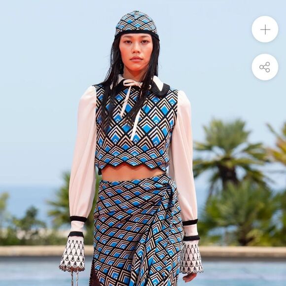 Paco Rabanne Geometric Jacquard Knit Crop Top Size Medium - Picture 4 of 8